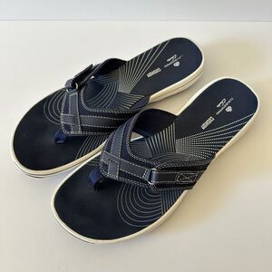 Clarks Cloudsteppers Breeze Sea Women’s Sandals Navy Blue Size 10 Cushion Soft